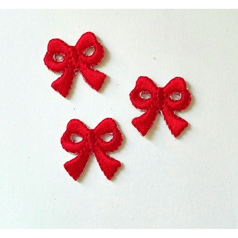 Iron-On Embroidery Sticker - Red Bow